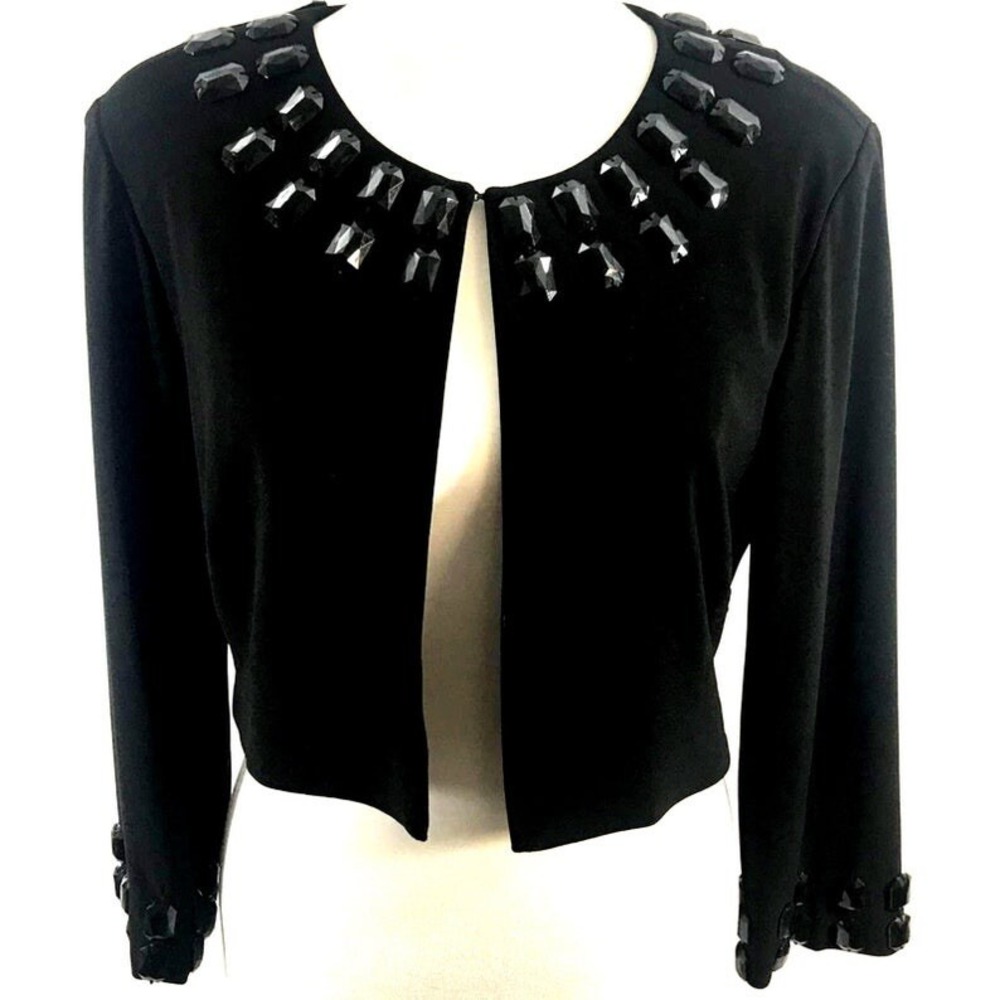 CACHET Black Jewel Neckline Cropped Size 12